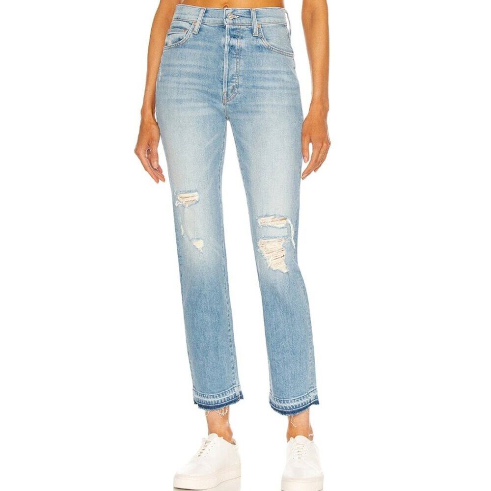 Mother High Waisted Hiker Hover Undone Hem Jean